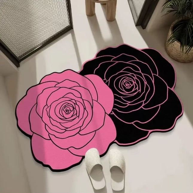 Floral Design Bathroom Rug Bowlift