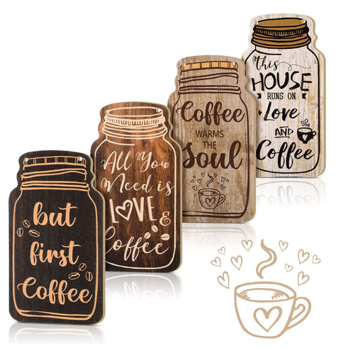Rustic Coffee-Themed Wooden Wall Art