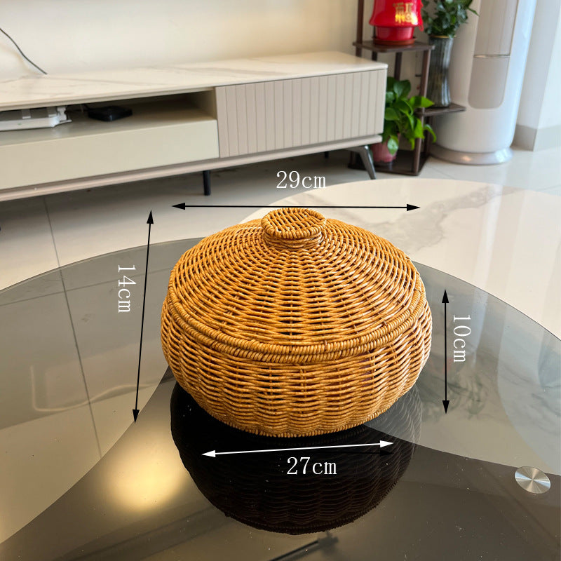 Women Handmade Basket with Lid Bowlift