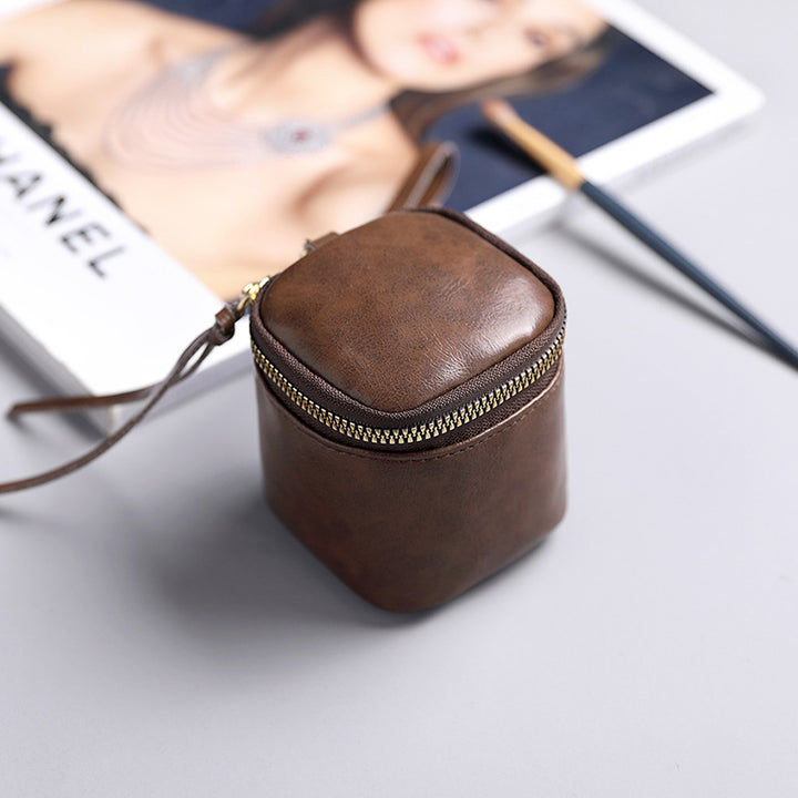 Compact Leather Cosmetic Organizer