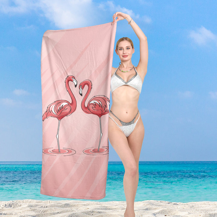Premium beach towel with vibrant flamingo design Bowlift