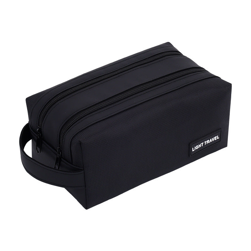 Cosmetic transport bag with double zipper and convenient carrying handle Bowlift