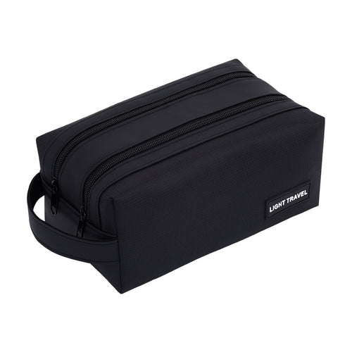 Cosmetic transport bag with double zipper and convenient carrying handle Bowlift