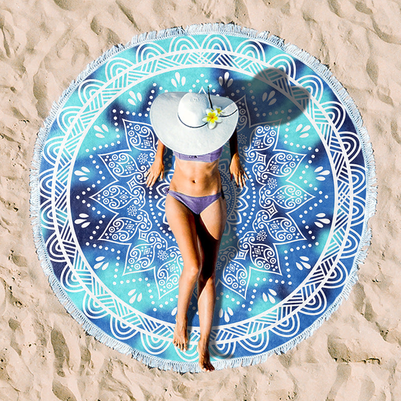 Rund beach towel with unique ethnic pattern Bowlift