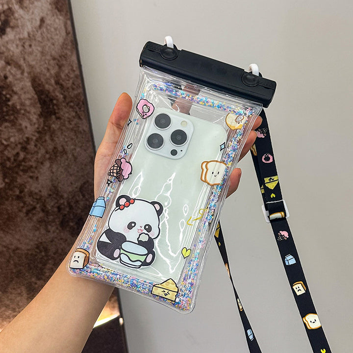 Waterproof phone pouch with adjustable lanyard and transparent touch-sensitive sleeve Bowlift