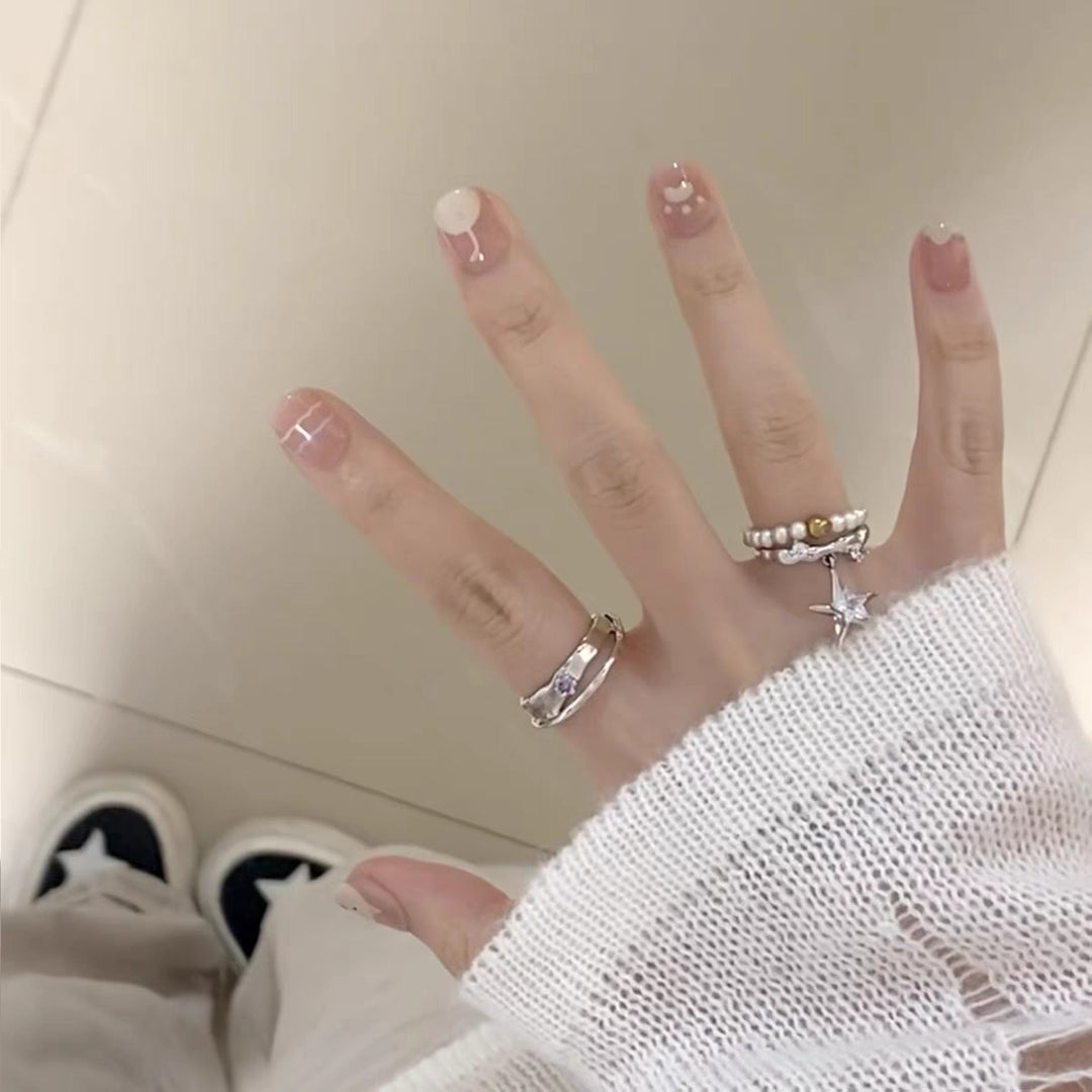 Decorative Floral Stiletto Press-On Nails Bowlift