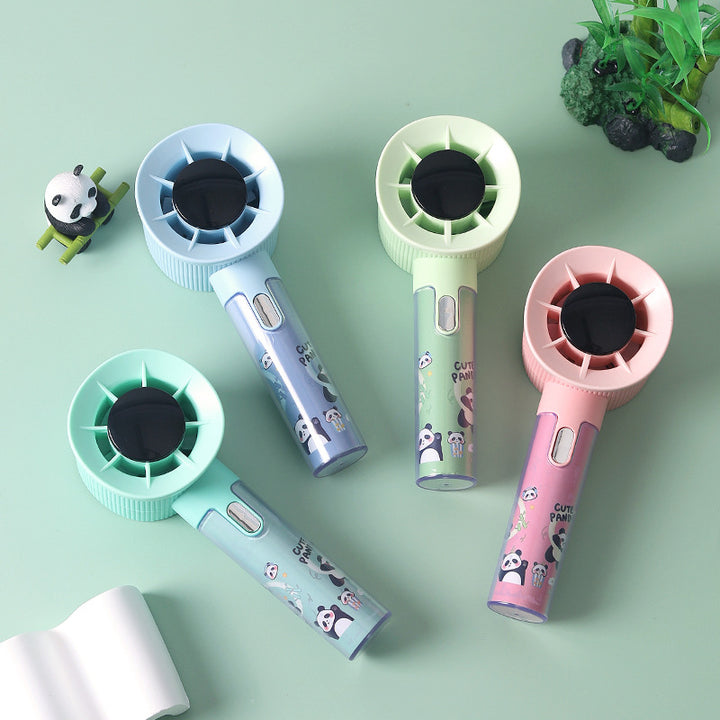 Unisex portable hand fan with integrated moisture container and cute panda design Bowlift