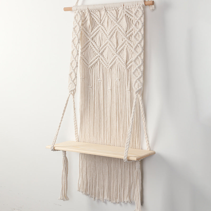 Macramé Wall Shelf with Integrated Plant Holder Bowlift