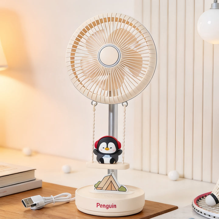 Ladies portable table fan with cute penguin design Bowlift