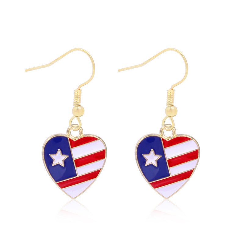 Women's lightweight star earrings with enamel flag design and fishhook Bowlift