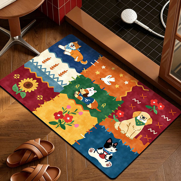 Whimsical Cat-Themed Kitchen Mat