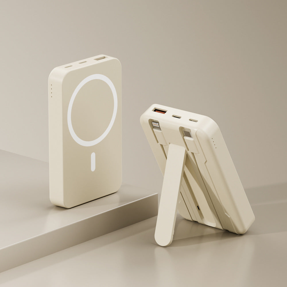 Powerbank with integrated stand function and wireless charging option Bowlift