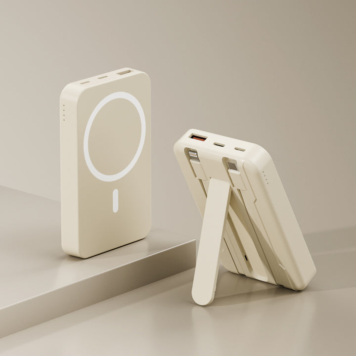 Powerbank with integrated stand function and wireless charging option Bowlift