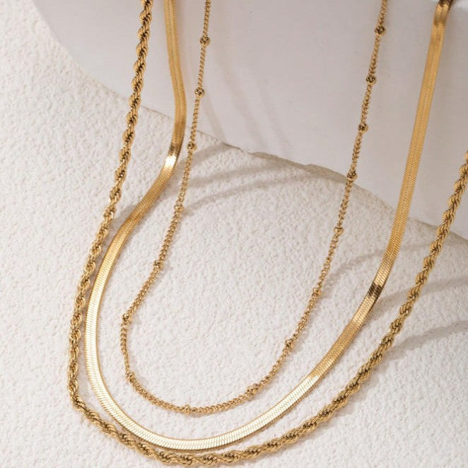 Layered Gold Chain Necklace Bowlift