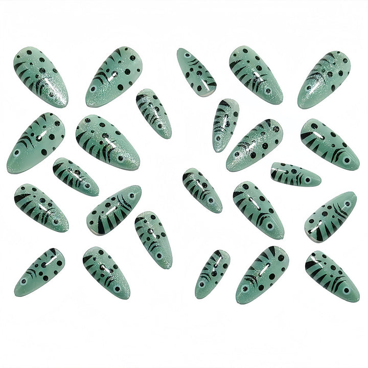 Creative animal motif artificial nails with glitter effects Bowlift
