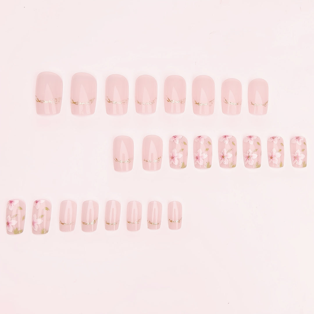 Artificial nails with delicate floral accents Bowlift