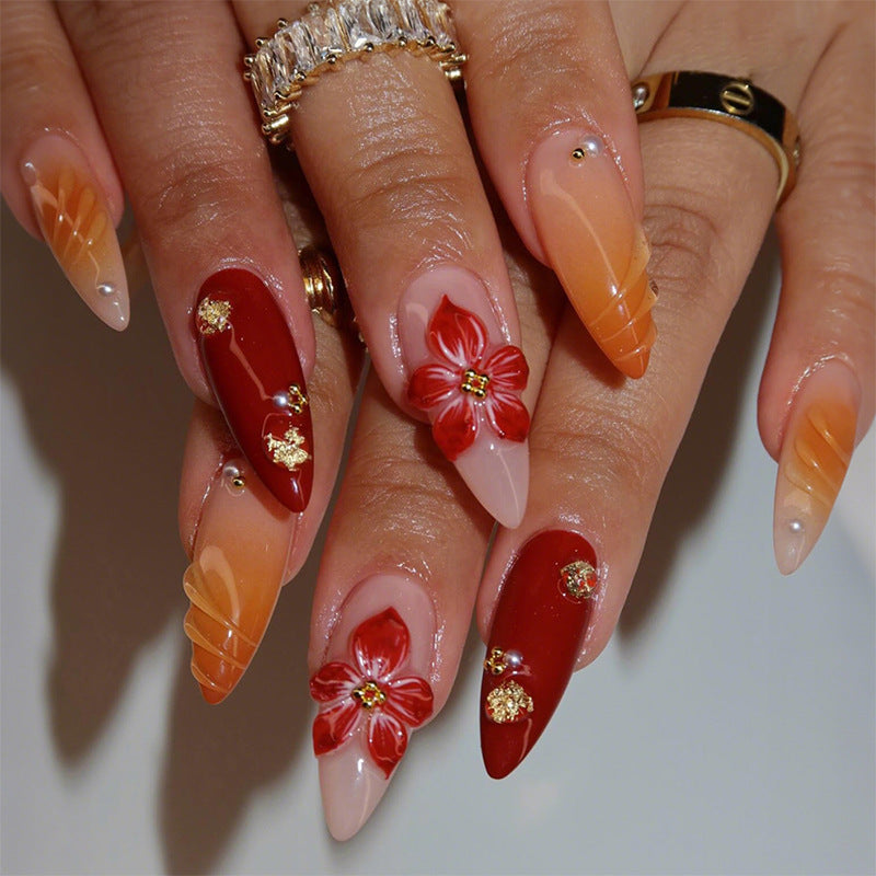 Artistic Floral-Accent Press-On Nail Collection
