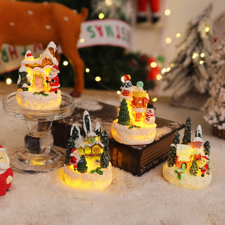 Christmas miniature lighting with snow scenes Bowlift