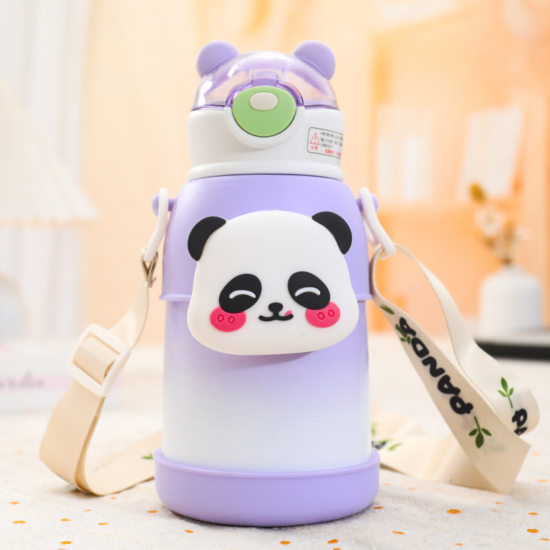 Ergonomic Water Bottle with Cool Animal Design and Carry Strap Bowlift