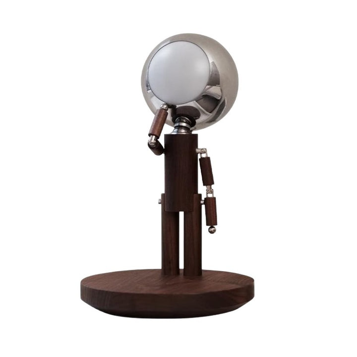 Bamboo articulated magnetic desktop lamp with mirrored orb head Bowlift