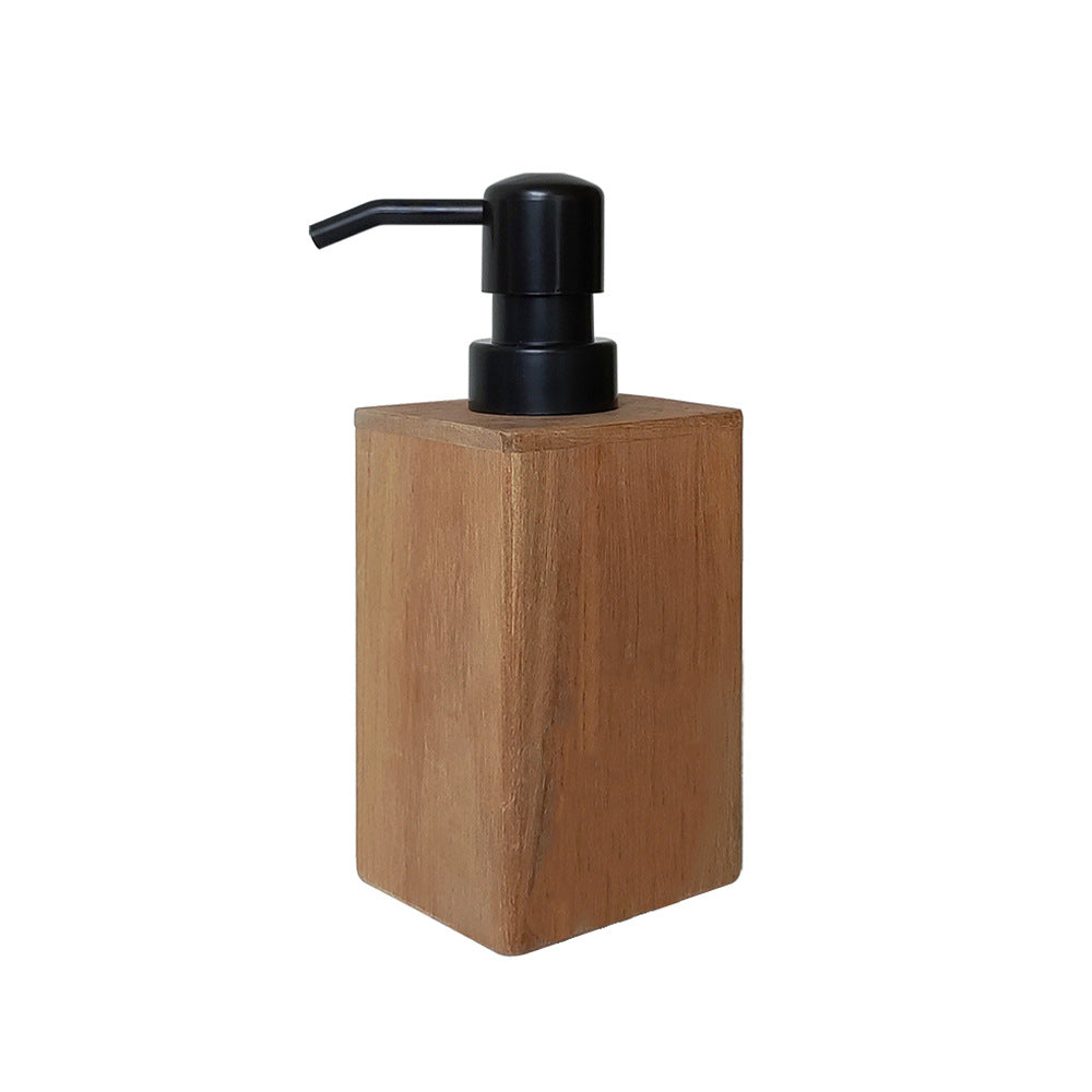 Solid Wood Pump Soap Dispenser Rectangular Minimalist Vanity Accessory Bowlift