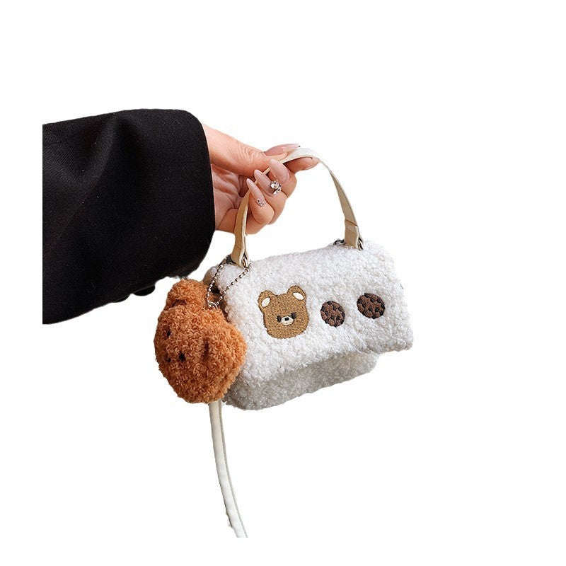 Plush Crossbody Bag with Cute Animal Design Bowlift
