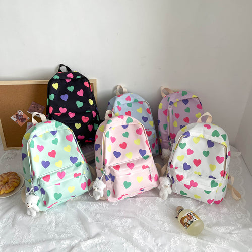 Heart-Patterned Casual Backpack Bowlift