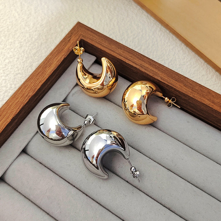 Shiny stainless steel stud earrings Bowlift