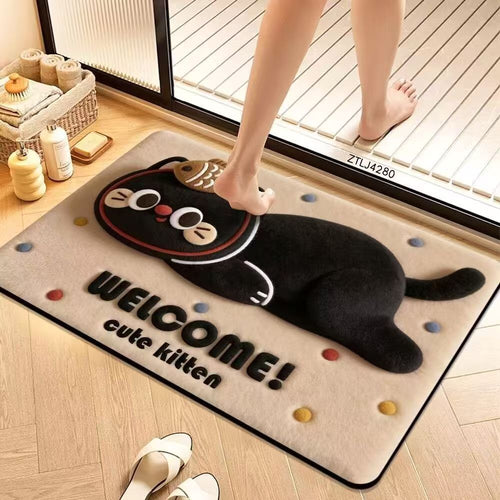 Plush Dog-Themed Bowlift Bath Mat