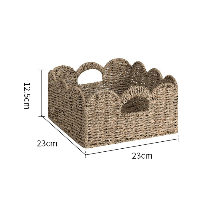 Decorative Scalloped Woven Storage Tray Bowlift