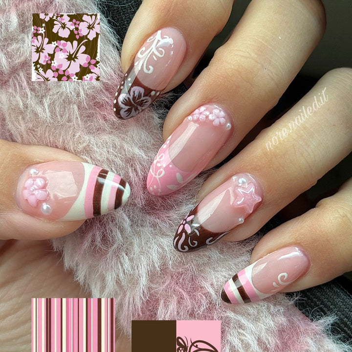 Artificial Fingernails In Elegant Floral Design Bowlift