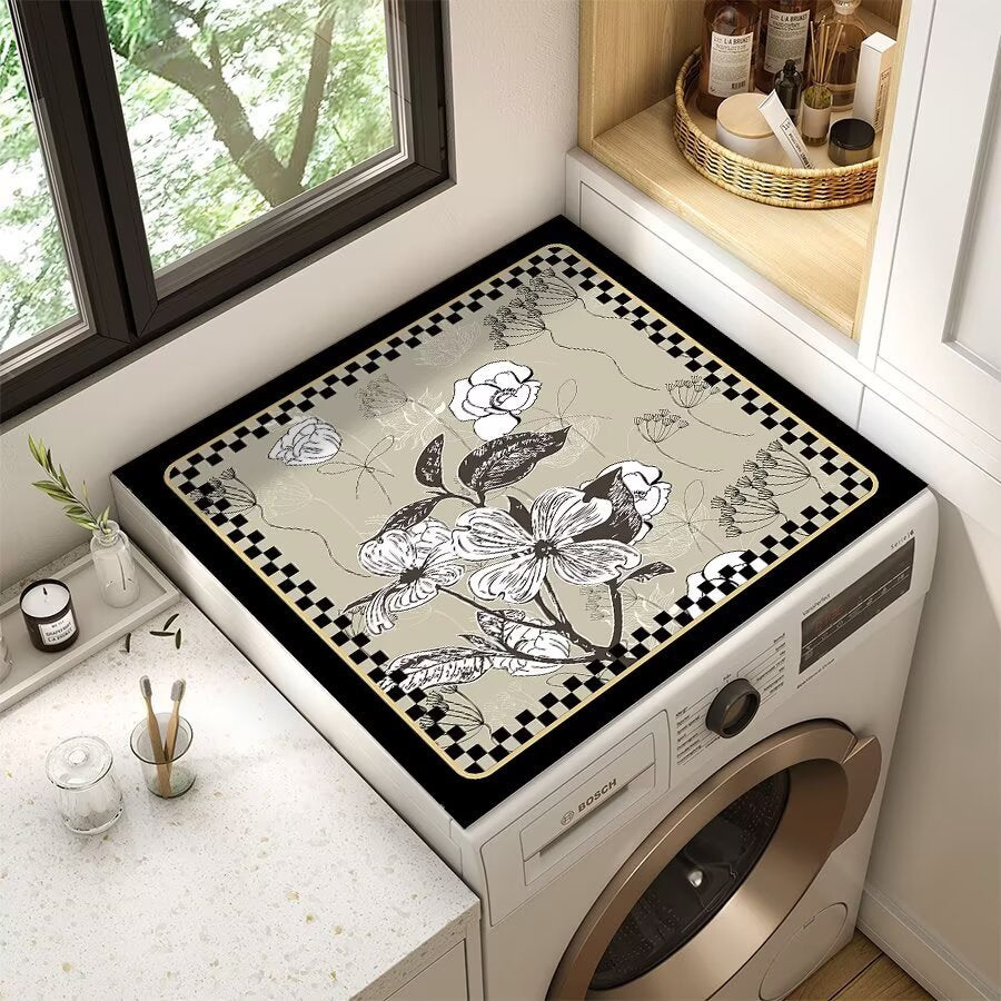 Floral Patterned Laundry Room Top Cover Bowlift
