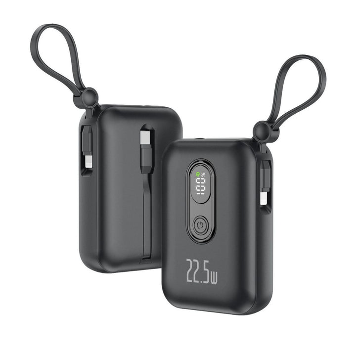 Portable power bank with integrated USB-C port and digital charge status display Bowlift
