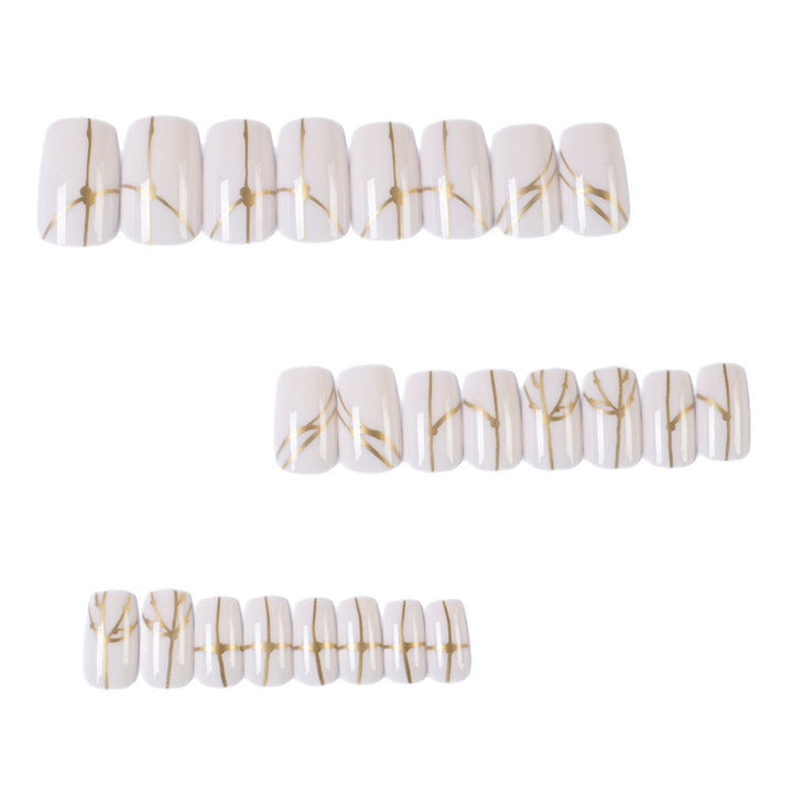 Artificial nails with elegant golden line pattern Bowlift