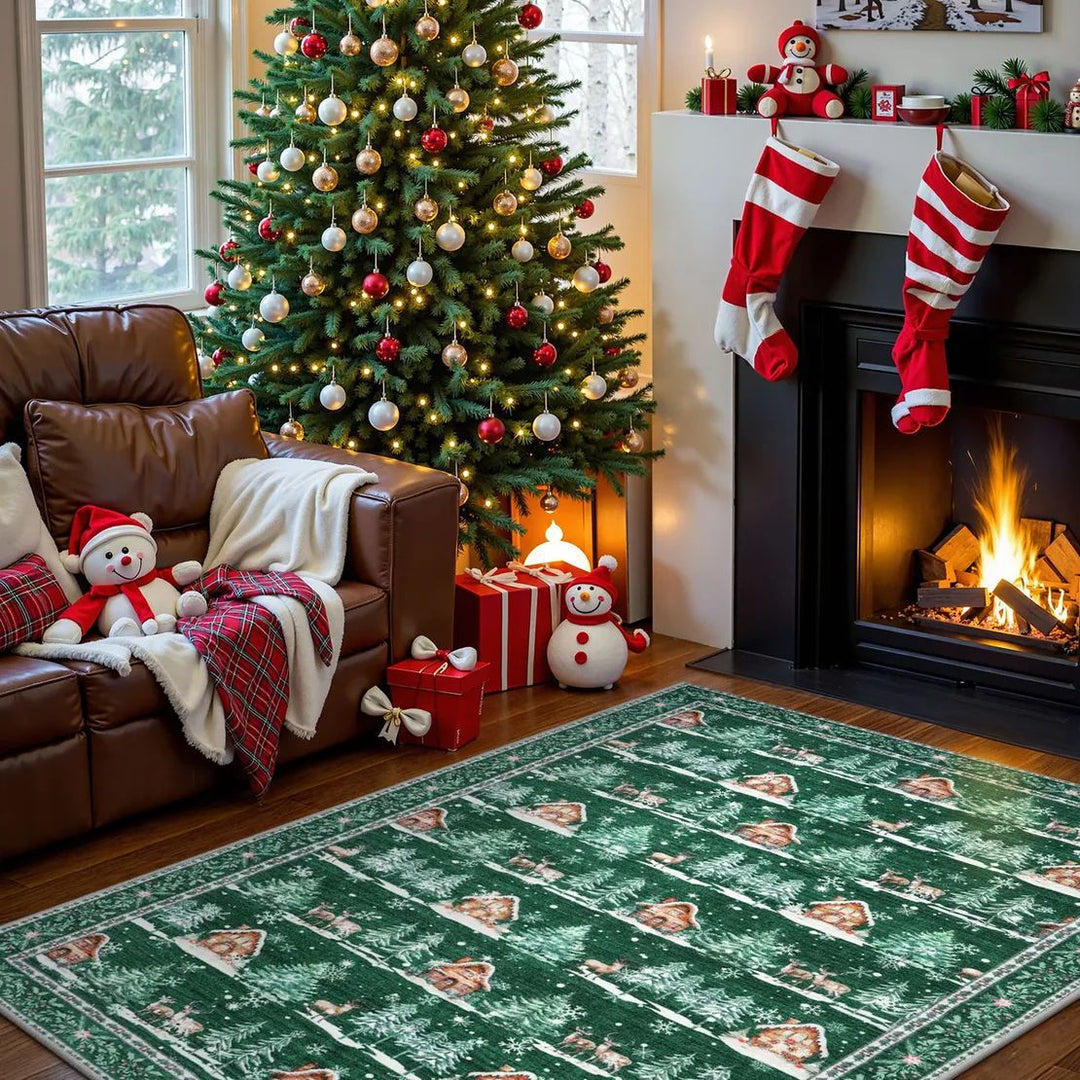 BowLift | Christmas Rug - Crystal Velvet Living Room Bedroom Non-Slip And Stain-Resistant Rug