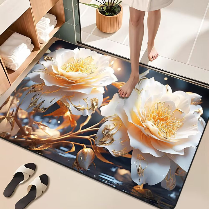 Floral Design Bathroom Mat Bowlift