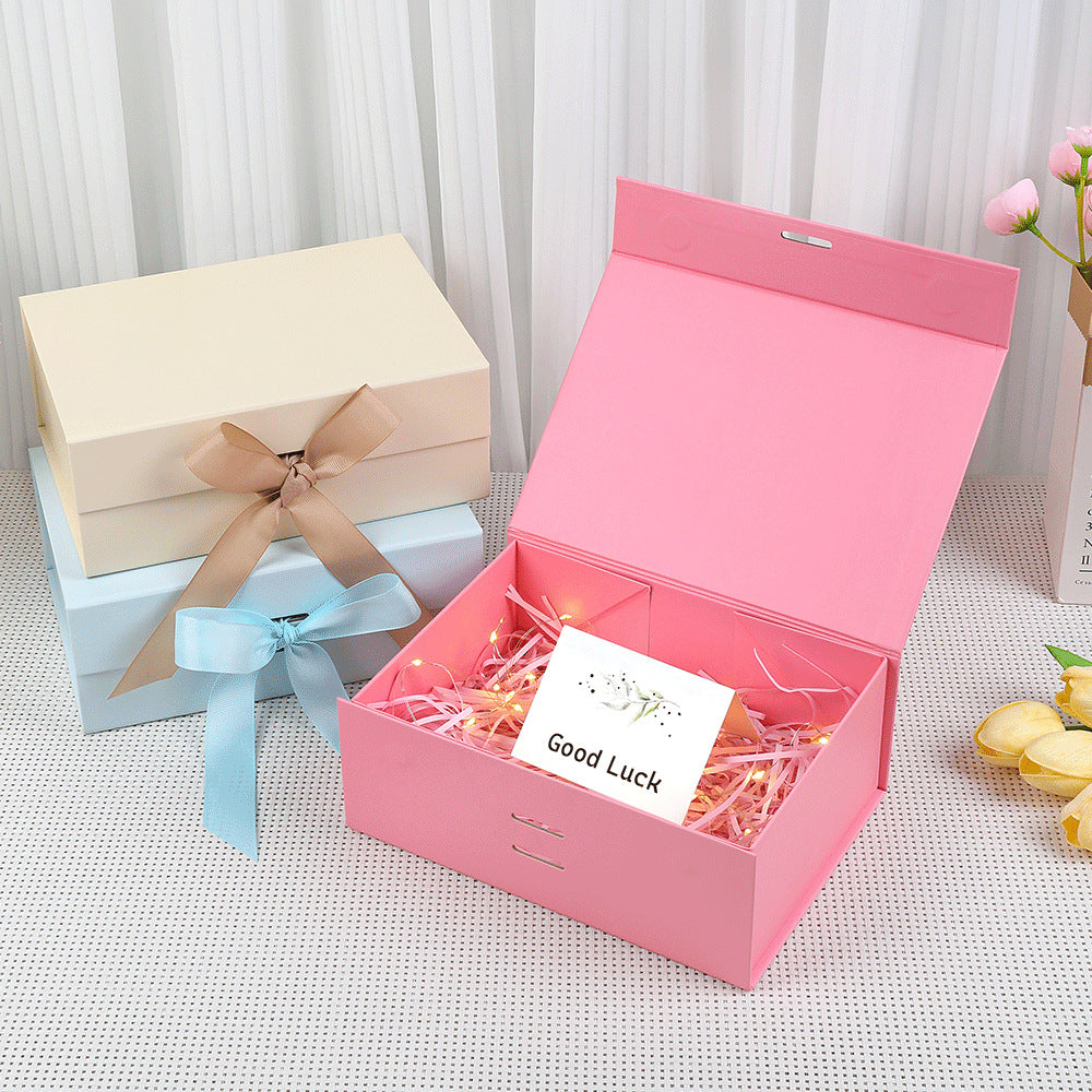 Premium magnetic gift presentation box with LED fairy lights and greeting card Bowlift