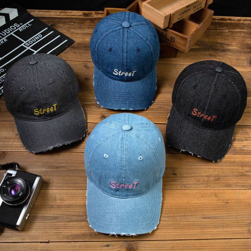 Women's Distressed Denim Baseball Cap Bowlift 1784084141