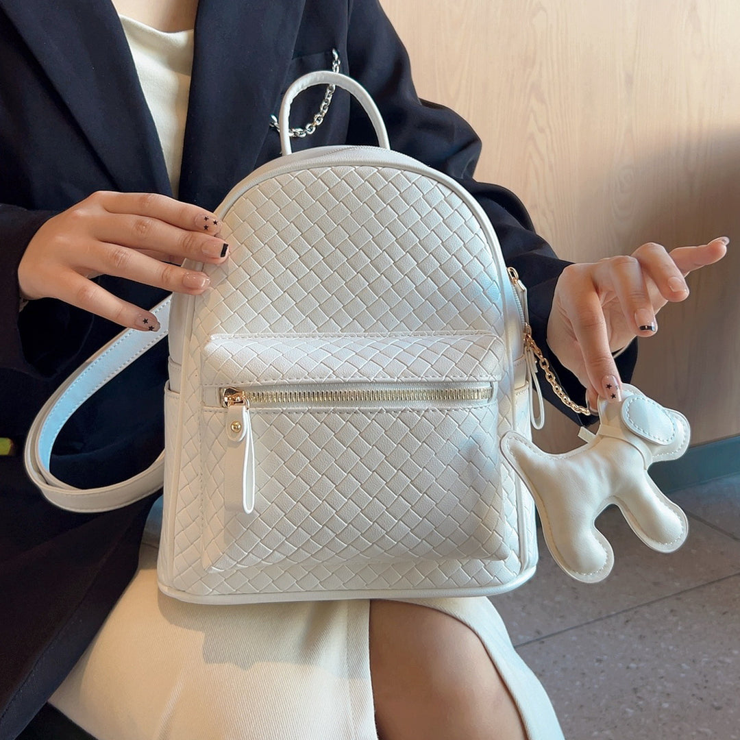 Woven Leather Mini Backpack Bowlift