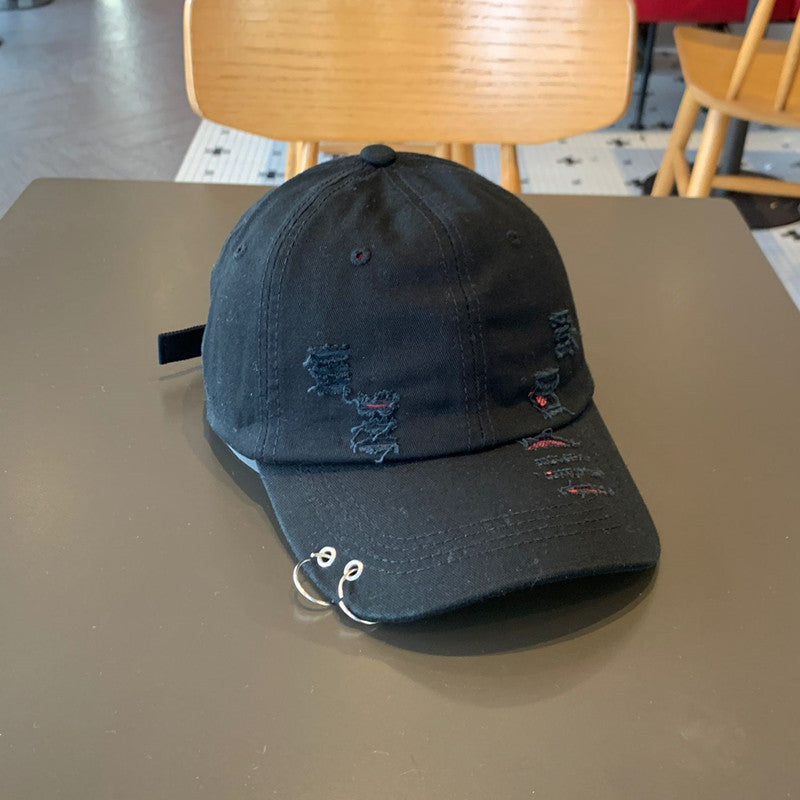 Unisex Distressed Cotton Adjustable Baseball Cap Bowlift