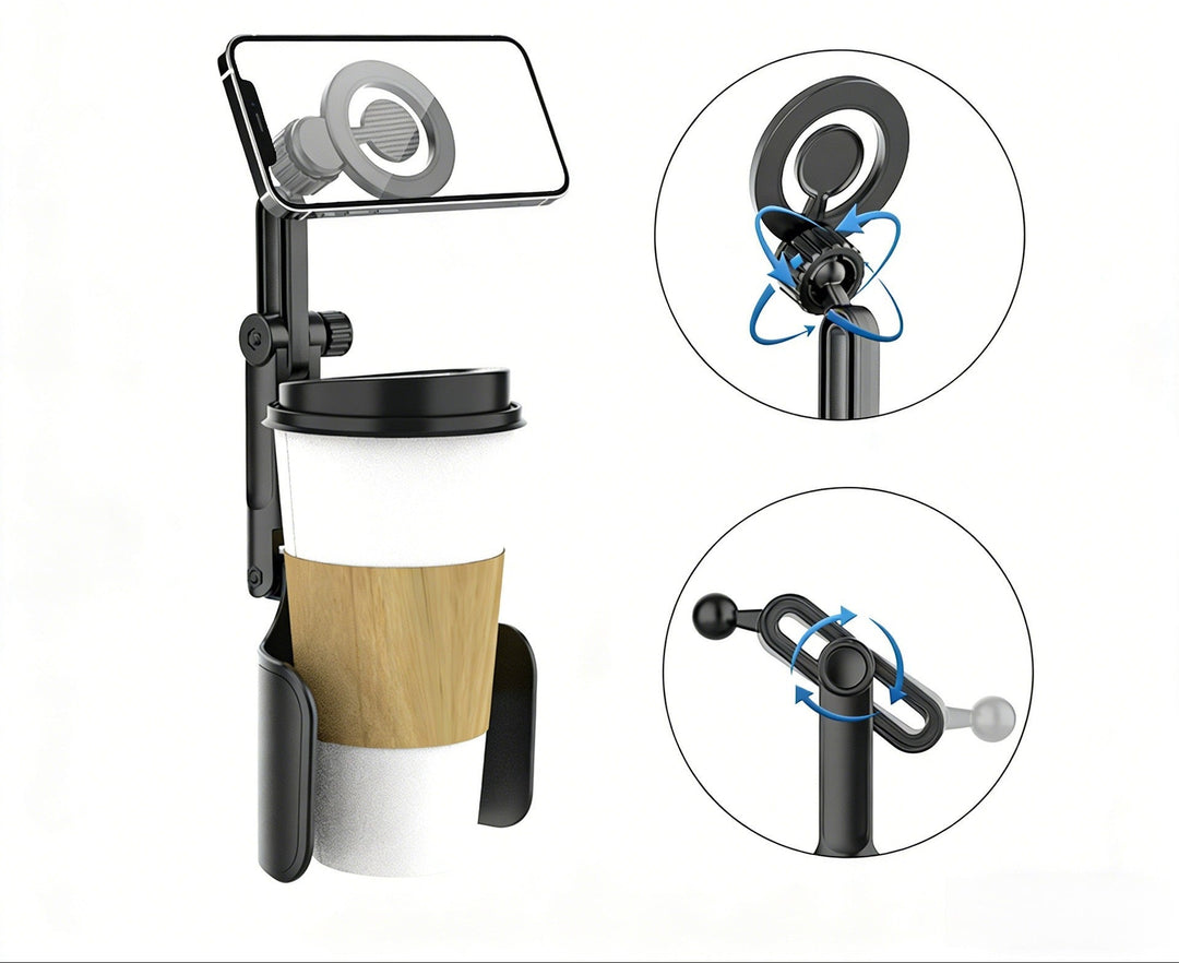 Adjustable car headrest tablet and smartphone holder with telescopic support arm and anti slip cradle Bowlift