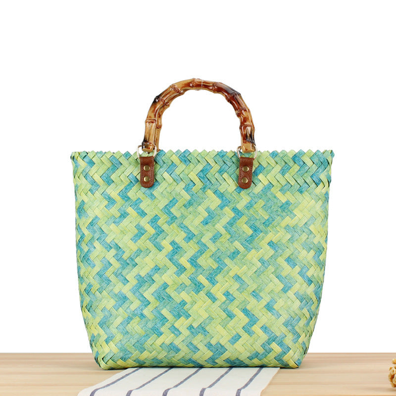 Handbag Made of High-Quality Woven Material with Bamboo Handles Bowlift