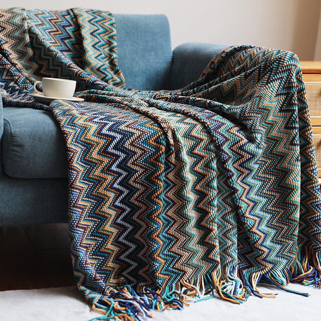 Zigzag Weave Throw Blanket Bowlift