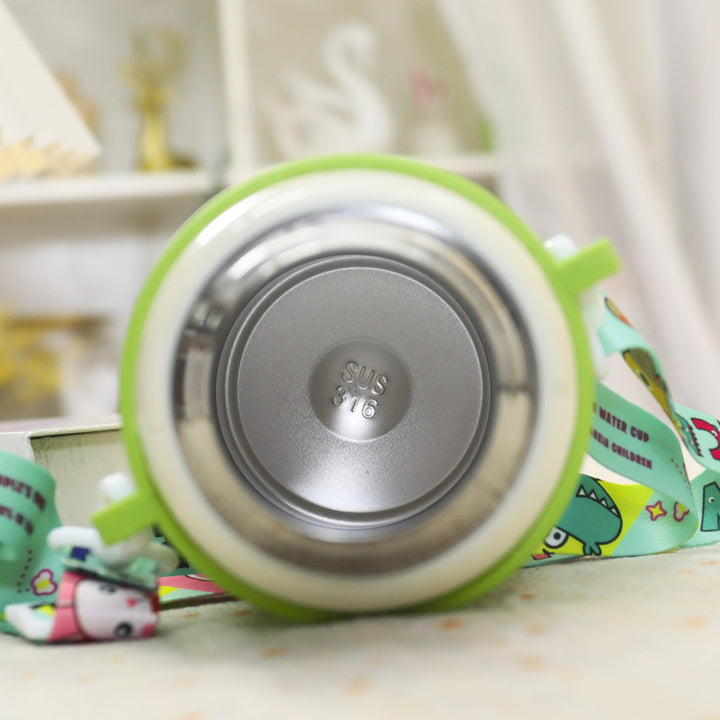 Women's Insulated Drinking Bottle with Cheerful Frog Design and Practical Carry Strap Bowlift