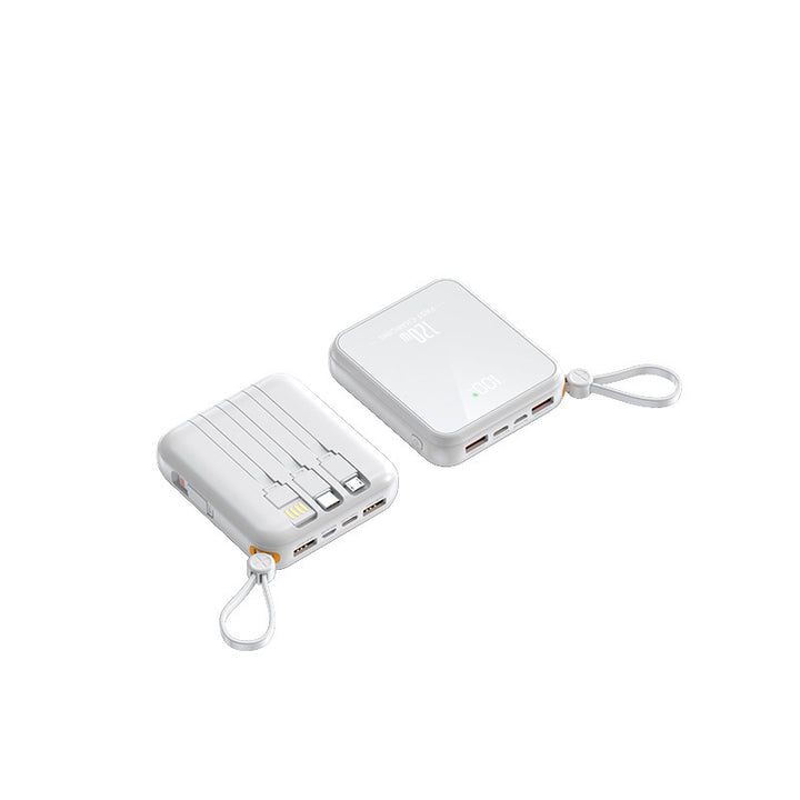 Portable power bank with integrated charging cable and LED display Bowlift