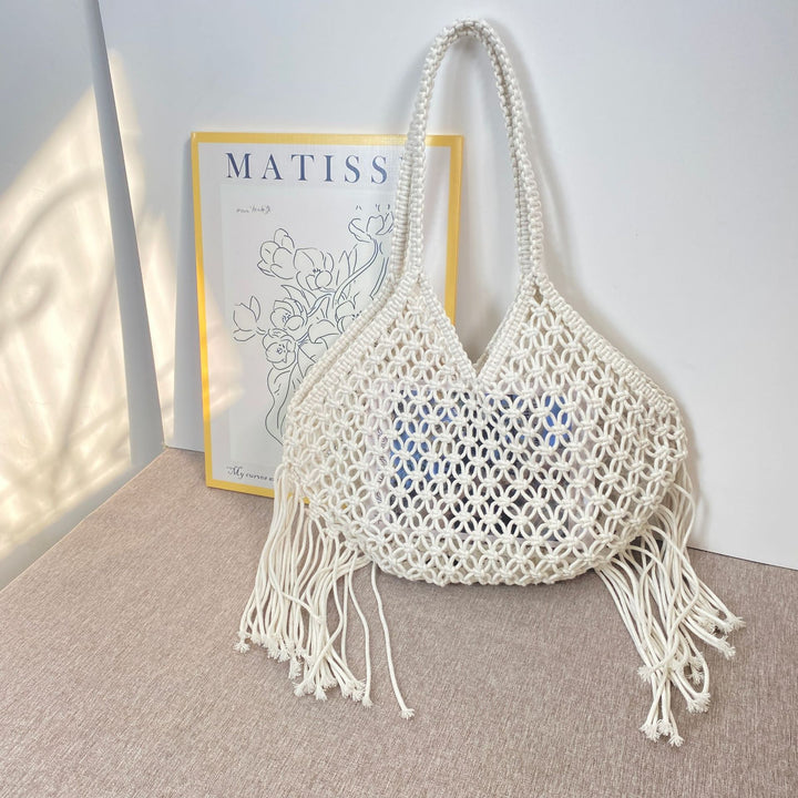 Macrame shoulder bag with fringes Bowlift