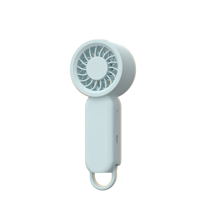 Unisex portable USB rechargeable battery hand fan with hanging loop and quiet motor Bowlift
