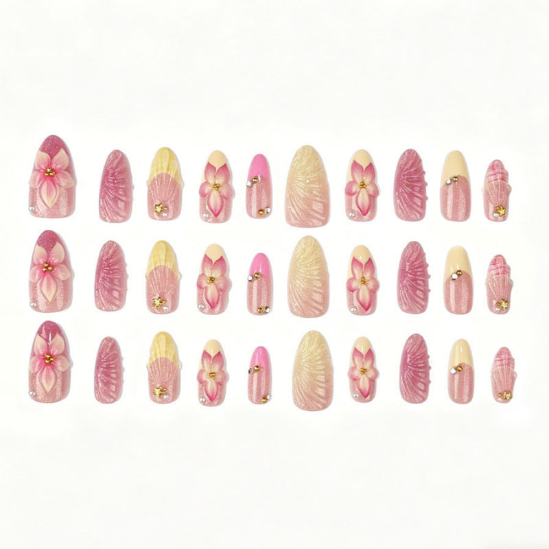 Decorative Floral-Embellished Press-On Nail Set
