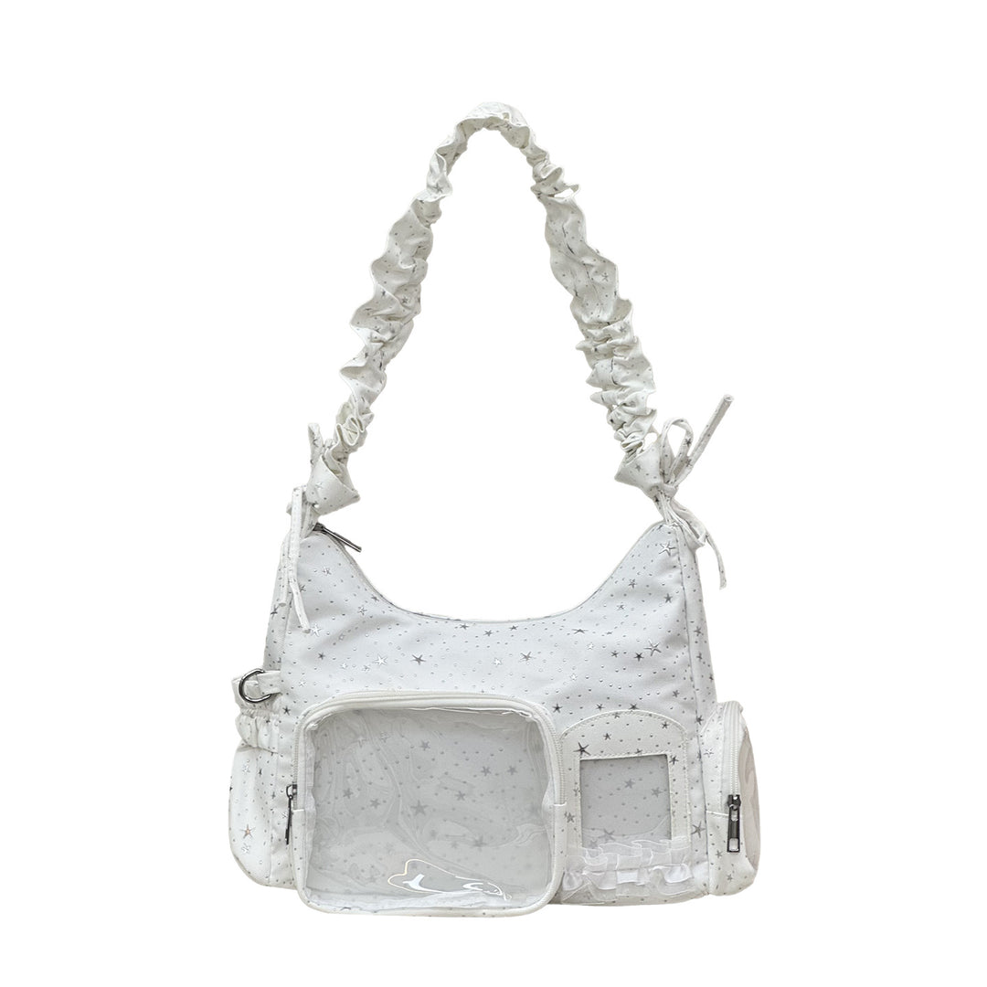 Star-Print Ruffle Strap Shoulder Bag Bowlift