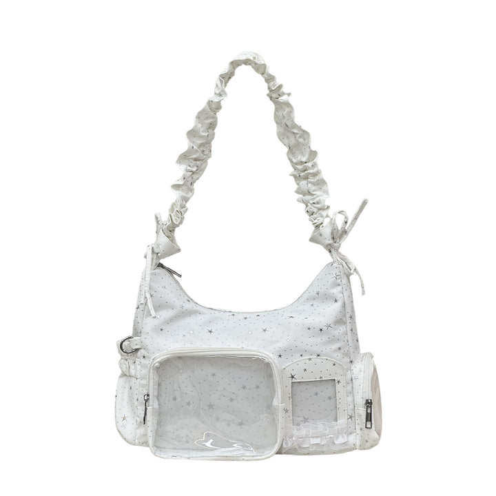 Star-Print Ruffle Strap Shoulder Bag Bowlift